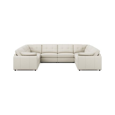 Marley Large U-Shape Modular Corner Sofa in Oslo Bone China Leather - Group 11