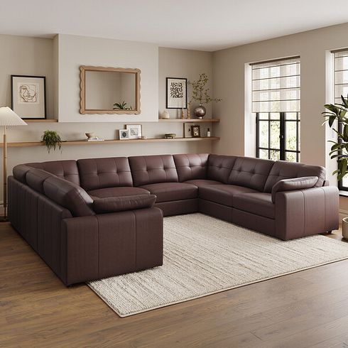 Marley Large U-Shape Modular Corner Sofa in Oslo Chestnut Leather - Group 11