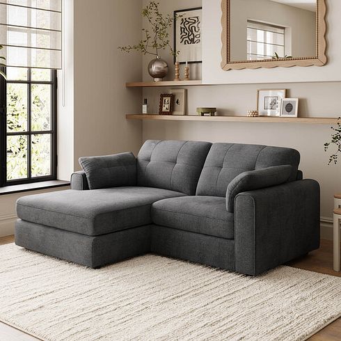 Marley Modular 2 Seater Left Hand Compact Chaise Sofa in Lila Charcoal Fabric - Group 12