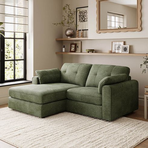 Marley Modular 2 Seater Left Hand Compact Chaise Sofa in Lila Pine Fabric - Group 12