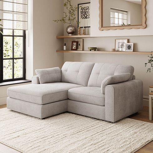 Marley Modular 2 Seater Left Hand Compact Chaise Sofa in  Lila Stone Fabric - Group 12
