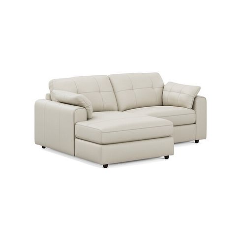 Marley Modular 2 Seater Left Hand Compact Chaise Sofa in Oslo Bone China Leather - Group 12