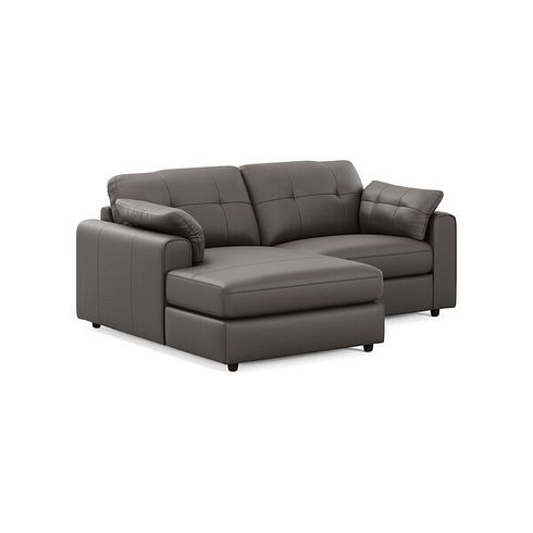 Marley Modular 2 Seater Left Hand Compact Chaise Sofa in Oslo Elephant Grey Leather - Group 12