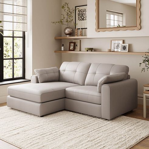 Marley Modular 2 Seater Left Hand Compact Chaise Sofa in Oslo Oyster Leather - Group 12