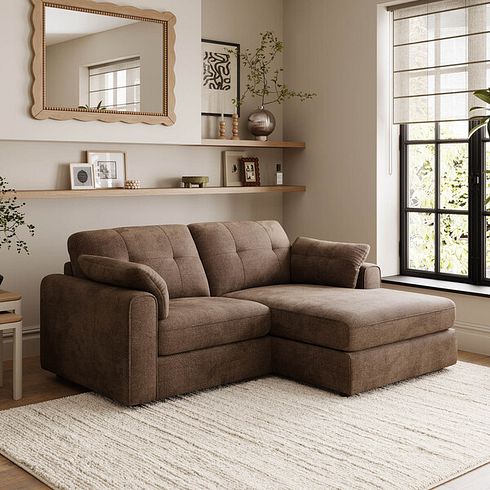 Marley Modular 2 Seater Right Hand Compact Chaise Sofa in Lila Chocolate Fabric - Group 13