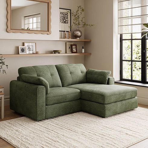 Marley Modular 2 Seater Right Hand Compact Chaise Sofa in Lila Pine Fabric - Group 13