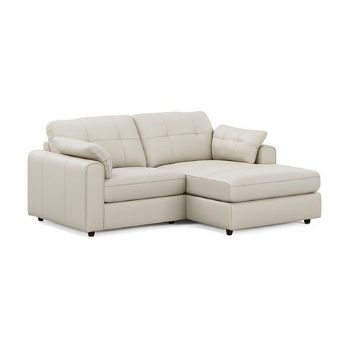 Marley Modular 2 Seater Right Hand Compact Chaise Sofa in Oslo Bone China Leather - Group 13