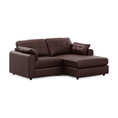 Marley Modular 2 Seater Right Hand Compact Chaise Sofa in Oslo Chestnut Leather - Group 13