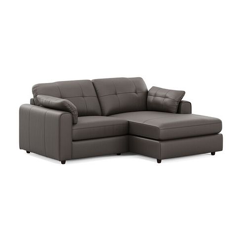 Marley Modular 2 Seater Right Hand Compact Chaise Sofa in Oslo Elephant Grey Leather - Group 13
