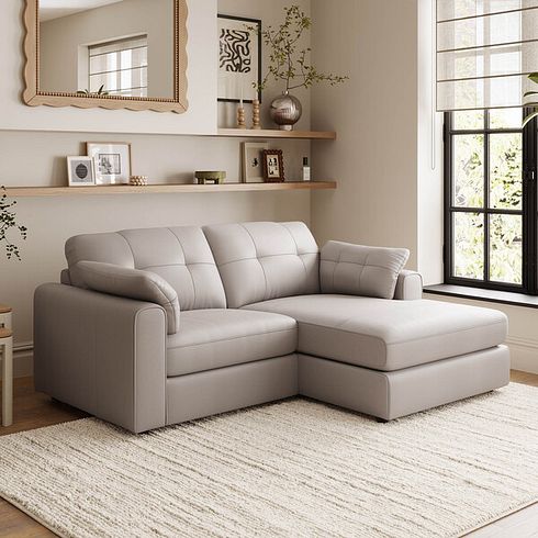 Marley Modular 2 Seater Right Hand Compact Chaise Sofa in Oslo Oyster Leather - Group 13