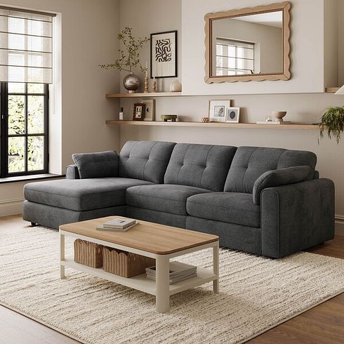 Marley Modular 3 Seater Left Hand Chaise Sofa in Lila Charcoal Fabric - Group 14