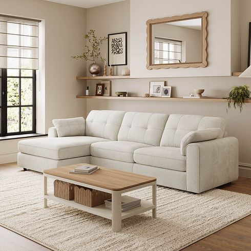 Marley Modular 3 Seater Left Hand Chaise Sofa in Lila Ivory Fabric - Group 14