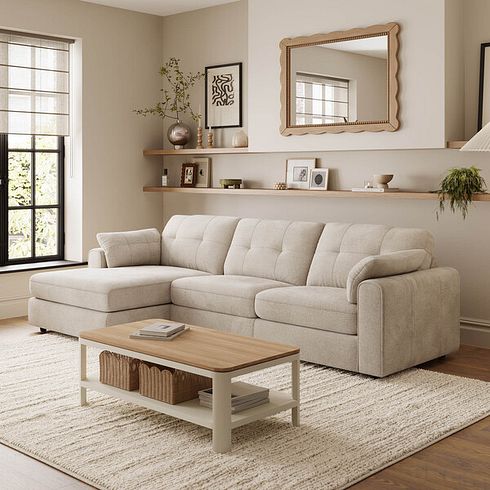 Marley Modular 3 Seater Left Hand Chaise Sofa in Lila Natural Fabric - Group 14