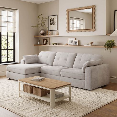 Marley Modular 3 Seater Left Hand Chaise Sofa in Lila Stone Fabric - Group 14