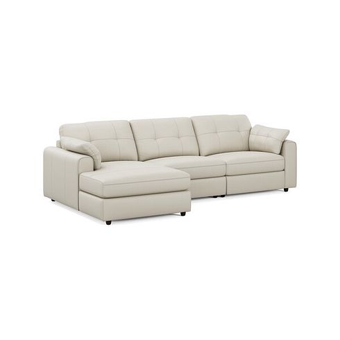 Marley Modular 3 Seater Left Hand Chaise Sofa in Oslo Bone China Leather - Group 14