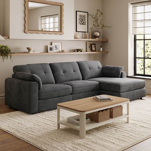 Marley Modular 3 Seater Right Hand Chaise Sofa in Lila Charcoal Fabric - Group 15