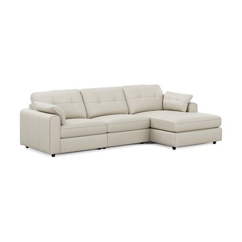 Marley Modular 3 Seater Right Hand Chaise Sofa in Oslo Bone China Leather - Group 15