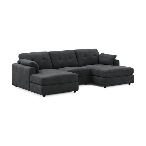 Marley Modular 3 Seater U-Shape Chaise Sofa in  Lila Charcoal Fabric- Group 16