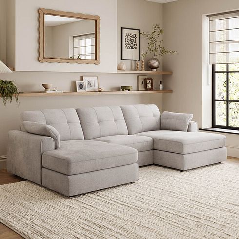 Marley Modular 3 Seater U-Shape Chaise Sofa in Lila Stone Fabric - Group 16