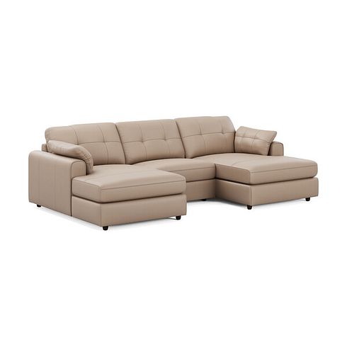 Marley Modular 3 Seater U-Shape Chaise Sofa in Oslo Mushroom Leather - Group 16