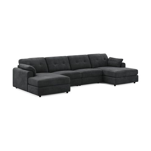 Marley Modular 4 Seater U-Shape Chaise Sofa in Lila Charcoal Fabric - Group 17