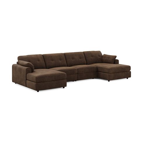 Marley Modular 4 Seater U-Shape Chaise Sofa in Lila Chocolate Fabric - Group 17