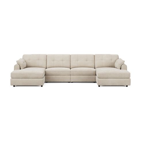Marley Modular 4 Seater U-Shape Chaise Sofa in Lila Natural Fabric - Group 17