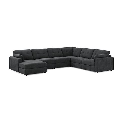 Marley Modular 6 Seater Left Hand Corner Sofa with Chaise in Lila Charcoal Fabric - Group 18
