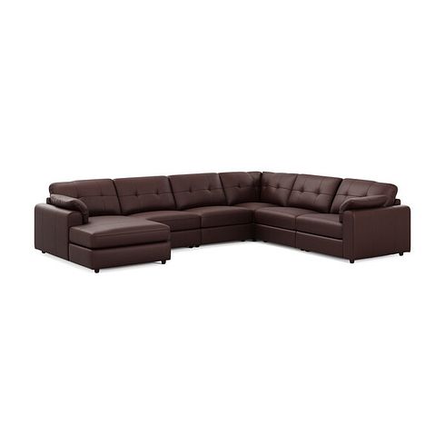 Marley Modular 6 Seater Left Hand Corner Sofa with Chaise in Oslo Chestnut Leather - Group 18