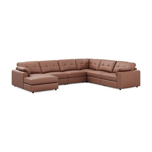 Marley Modular 6 Seater Left Hand Corner Sofa with Chaise in Oslo Mocha Mouse Leather - Group 18