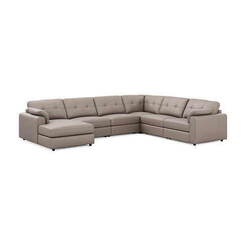 Marley Modular 6 Seater Left Hand Corner Sofa with Chaise in Oslo Oyster Leather - Group 18