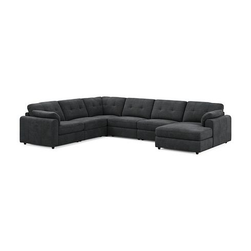 Marley Modular 6 Seater Right Hand Corner Sofa with Chaise in  Lila Charcoal Fabric- Group 19