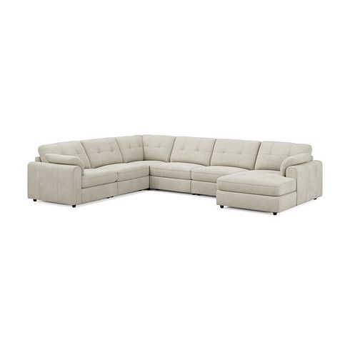 Marley Modular 6 Seater Right Hand Corner Sofa with Chaise in Lila Ivory Fabric - Group 19