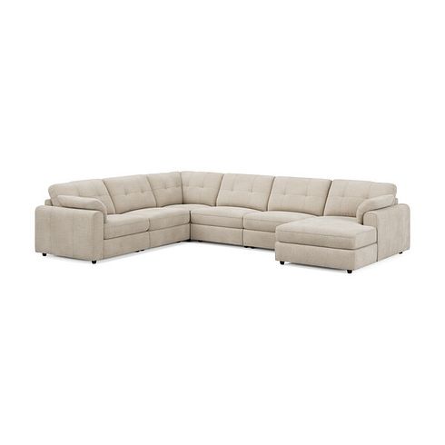 Marley Modular 6 Seater Right Hand Corner Sofa with Chaise in Lila Natural Fabric - Group 19