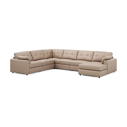 Marley Modular 6 Seater Right Hand Corner Sofa with Chaise in Oslo Mushroom Leather - Group 19