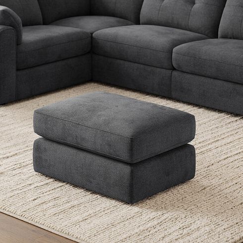 Marley Small Fender Footstool in  Lila Charcoal Fabric