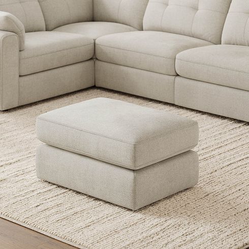 Marley Small Fender Footstool in  Lila Ivory Fabric