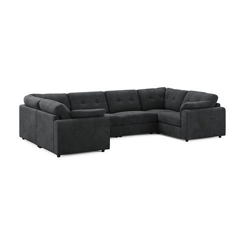 Marley Small U-Shape Modular Corner Sofa in Lila Charcoal Fabric - Group 10