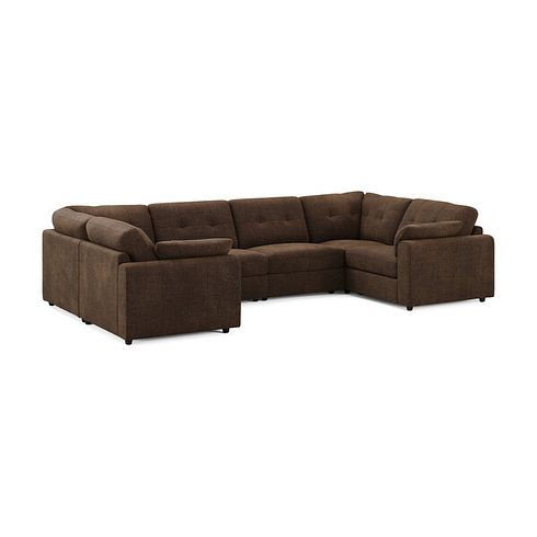 Marley Small U-Shape Modular Corner Sofa in Lila Chocolate Fabric - Group 10