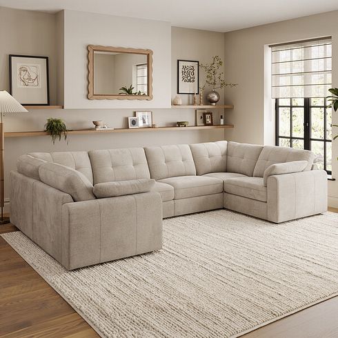 Marley Small U-Shape Modular Corner Sofa in Lila Natural Fabric - Group 10