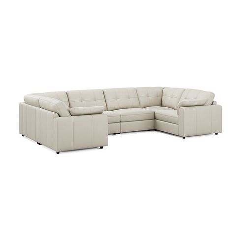 Marley Small U-Shape Modular Corner Sofa in Oslo Bone China Leather - Group 10