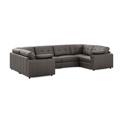 Marley Small U-Shape Modular Corner Sofa in Oslo Elephant Grey Leather - Group 10