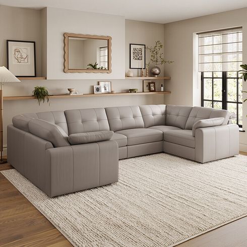 Marley Small U-Shape Modular Corner Sofa in Oslo Oyster Leather - Group 10