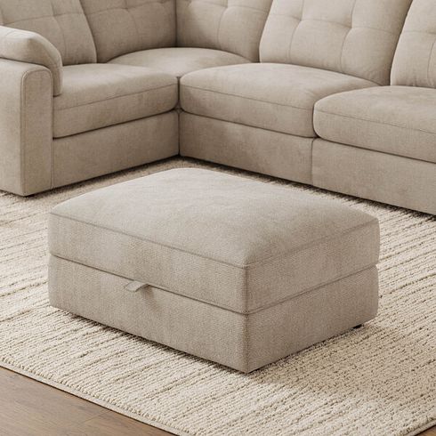 Marley Storage Footstool in  Lila Natural Fabric