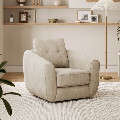 Marley Swivel Chair in  Lila Natural Fabric