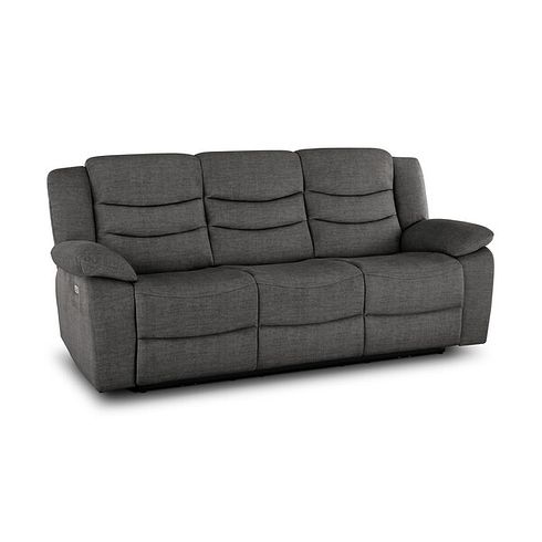Marlow 3 Seater Electric Recliner Sofa in Plush Charcoal Fabric