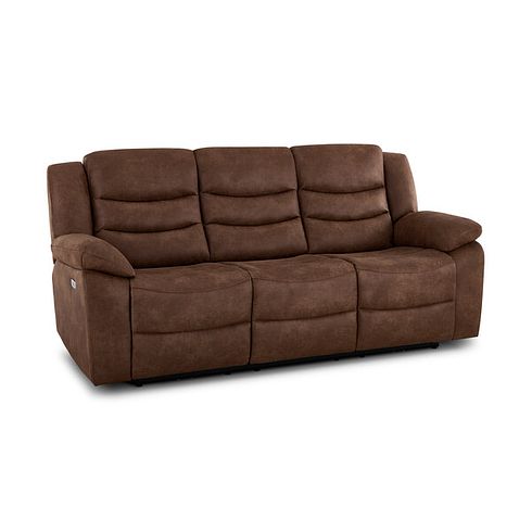 Marlow 3 Seater Electric Recliner Sofa in Ranch Dark Brown Fabric