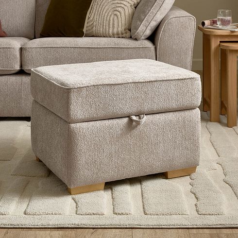 Melton Storage Footstool in  Tilda Latte Fabric