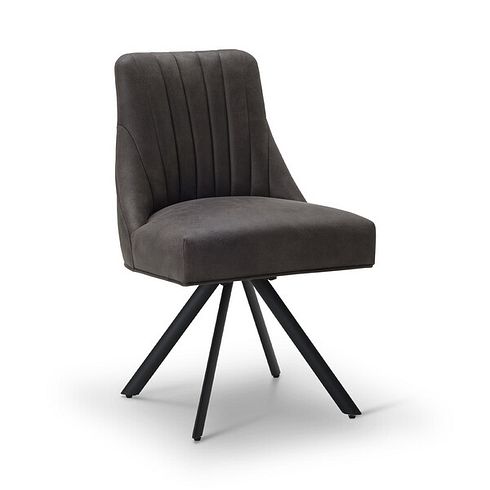 Mia Upholstered Chair with Black Metal Legs in Altara Graphite Fabric