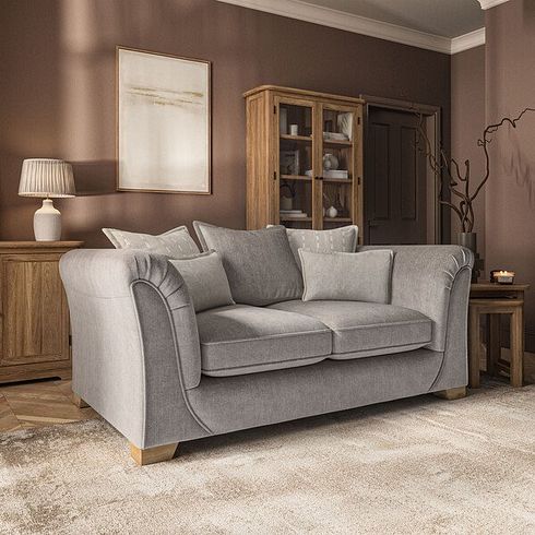 Milldale 2 Seater Pillow Back Sofa in Garda Acier Fabric with Linen Scatters